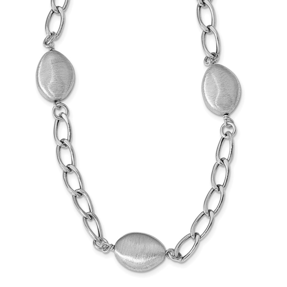 Sterlingsilber Rhodium Gebürstet & Poliert mit 2 in Verlängerung. Halskette