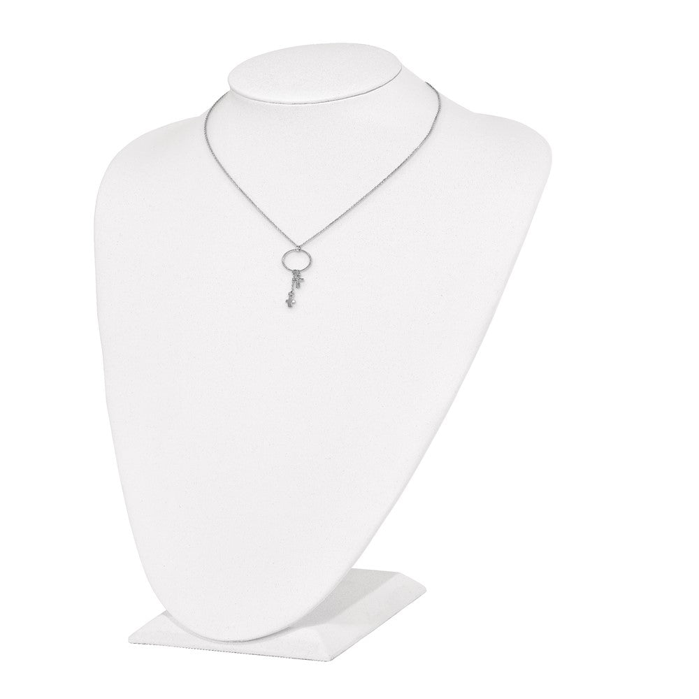 Sterlingsilber Rhodiniert Zirkonia Kreuz mit 1.5 in Verlängerung. Halskette