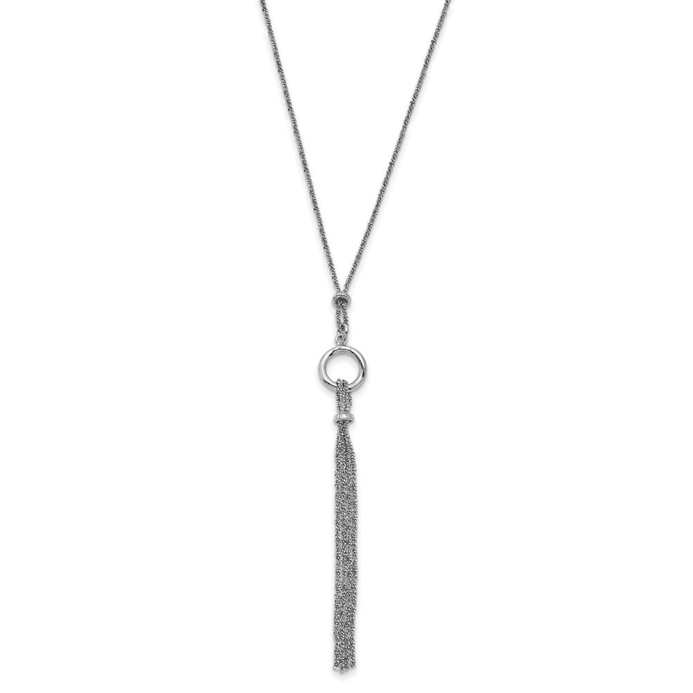 Sterlingsilber Rhodiniert Tassel mit 1.5 Zoll Verlängerung. Halskette