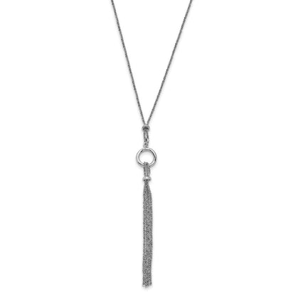 Sterlingsilber Rhodiniert Tassel mit 1.5 Zoll Verlängerung. Halskette