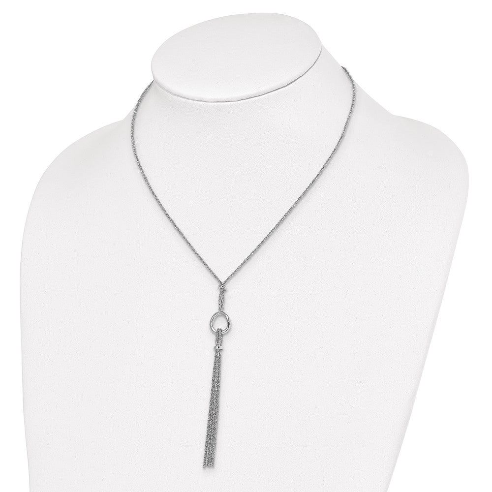 Sterlingsilber Rhodiniert Tassel mit 1.5 Zoll Verlängerung. Halskette