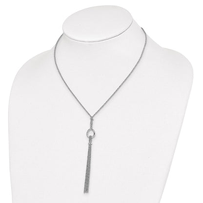 Sterlingsilber Rhodiniert Tassel mit 1.5 Zoll Verlängerung. Halskette