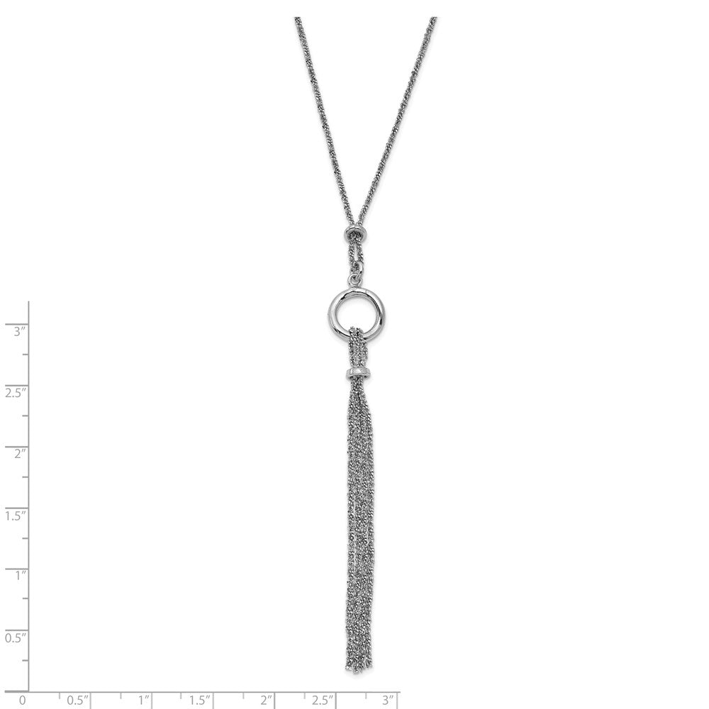 Sterlingsilber Rhodiniert Tassel mit 1.5 Zoll Verlängerung. Halskette