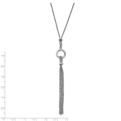 Sterlingsilber Rhodiniert Tassel mit 1.5 Zoll Verlängerung. Halskette