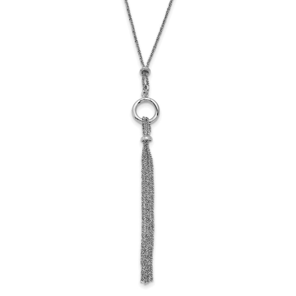 Sterlingsilber Rhodiniert Tassel mit 1.5 Zoll Verlängerung. Halskette