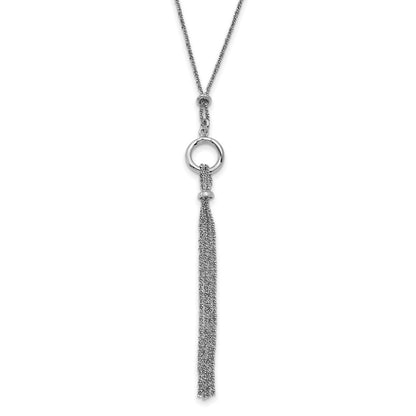 Sterlingsilber Rhodiniert Tassel mit 1.5 Zoll Verlängerung. Halskette