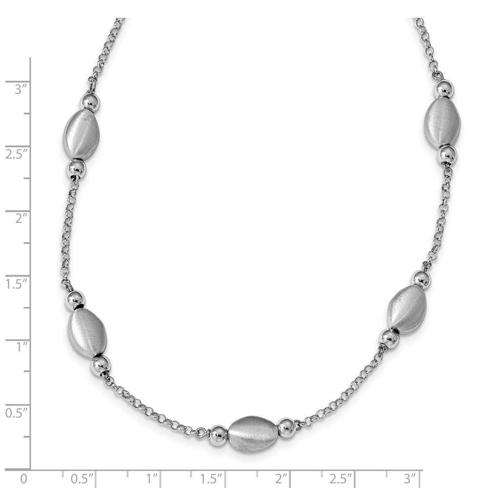Sterlingsilber Rhodiniert Poliert/ Satiniert mit 1.5 Zoll Verlängerung. Halskette