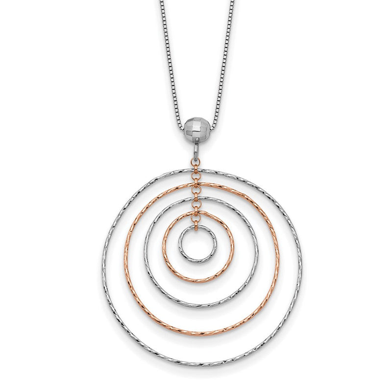 Ss/roségoldbeschichtet Sterlingsilber Rose Vergoldet Diamantiert mit 1 Zoll Verlängerung. Halskette