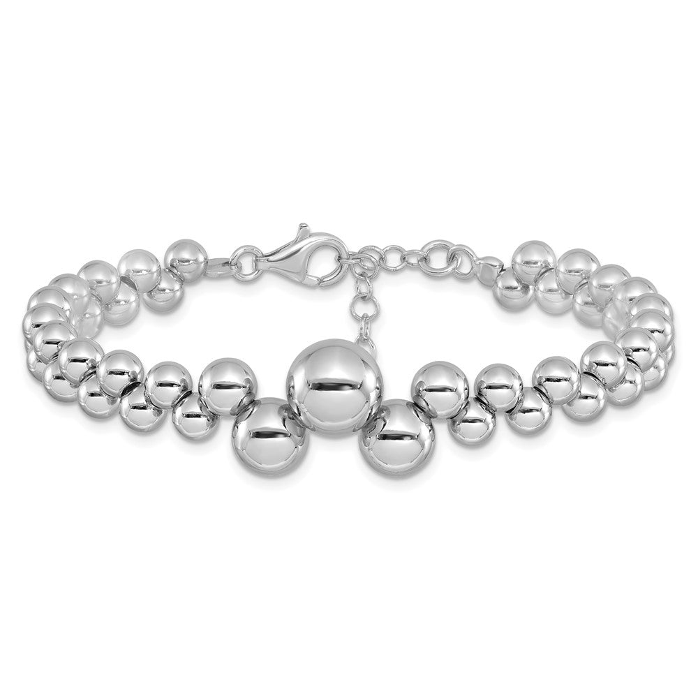 7 Zoll Sterlingsilber Poliert Gekugelt mit 1.5 Zoll Verlängerung. Armband