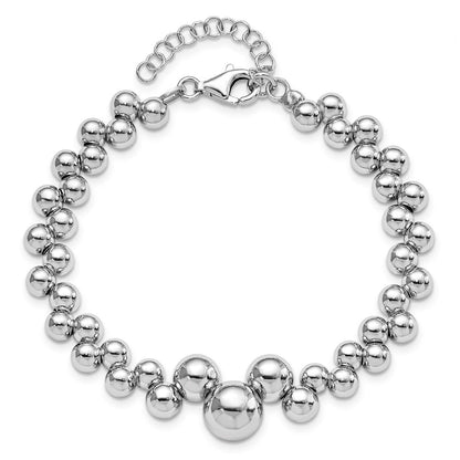 7 Zoll Sterlingsilber Poliert Gekugelt mit 1.5 Zoll Verlängerung. Armband
