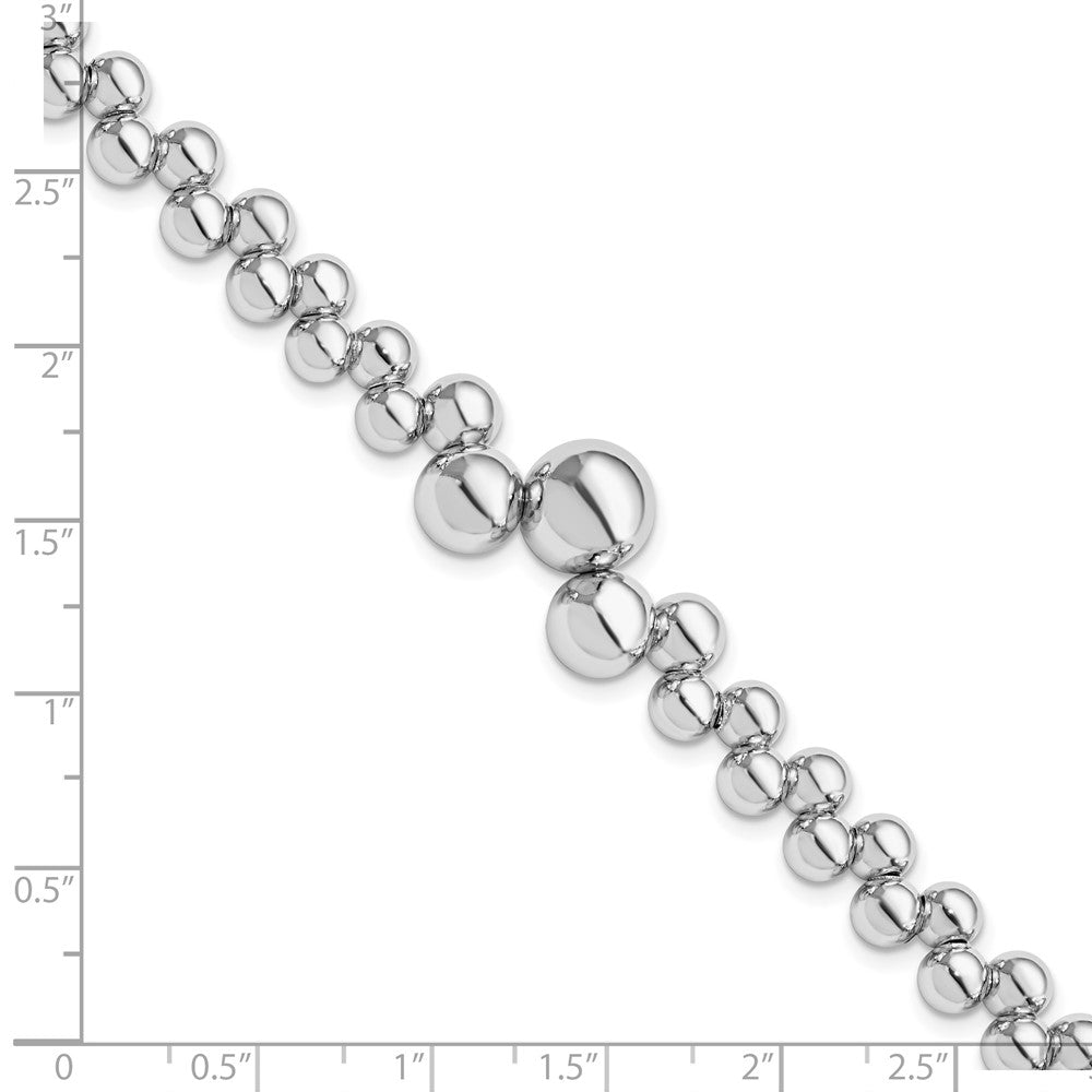 7 Zoll Sterlingsilber Poliert Gekugelt mit 1.5 Zoll Verlängerung. Armband