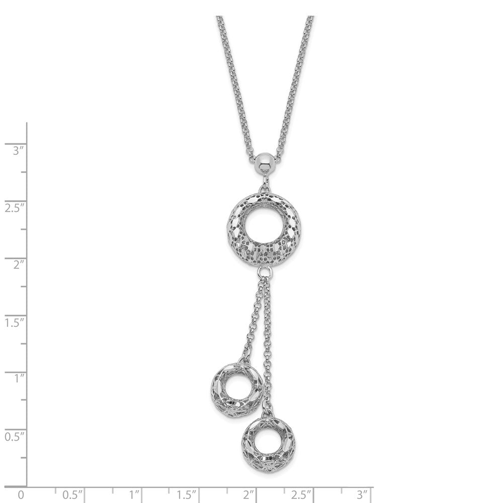 Sterlingsilber Poliert Diamantiert Kreis Hängend Halskette