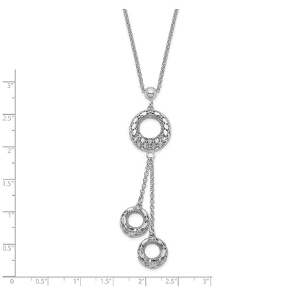 Sterlingsilber Poliert Diamantiert Kreis Hängend Halskette