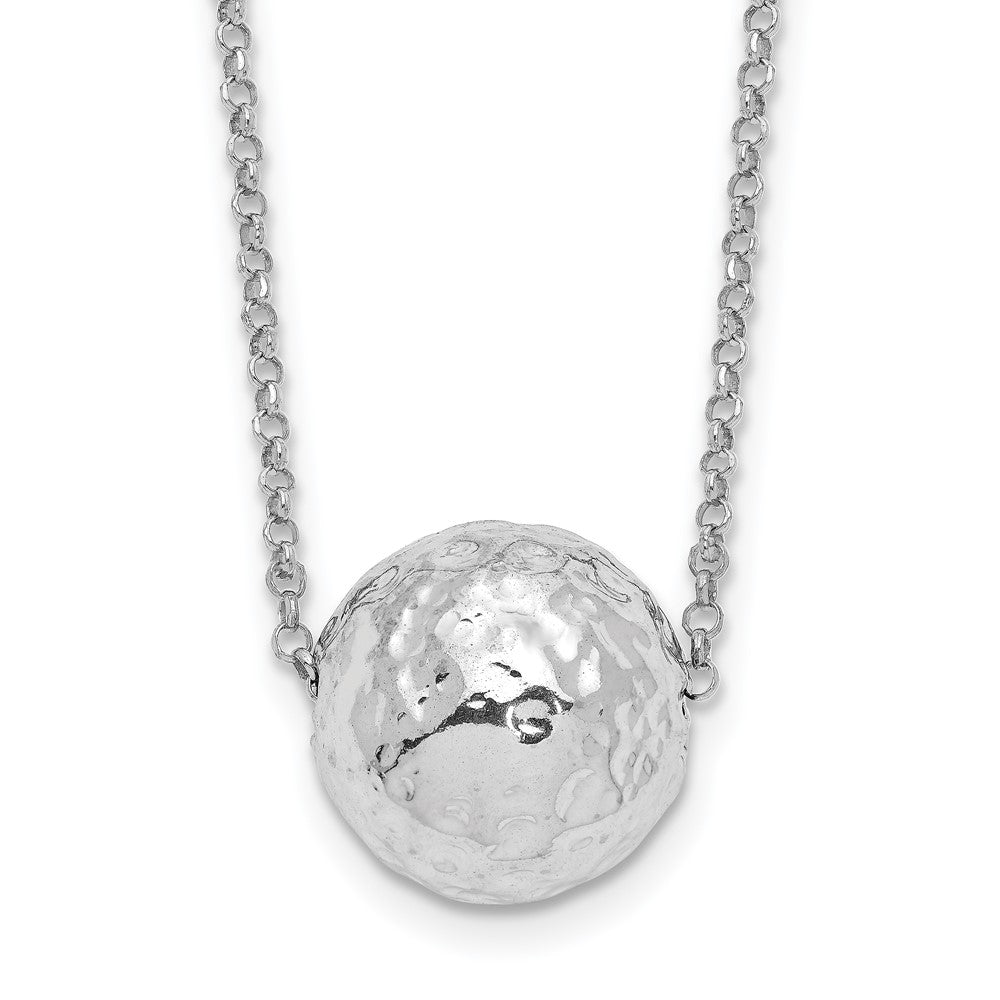 Sterlingsilber Rhodiniert Platin Poliert/hammered 2 Zoll Verlängerung. Halskette