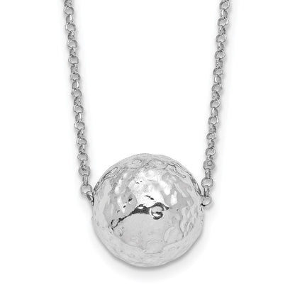 Sterlingsilber Rhodiniert Platin Poliert/hammered 2 Zoll Verlängerung. Halskette