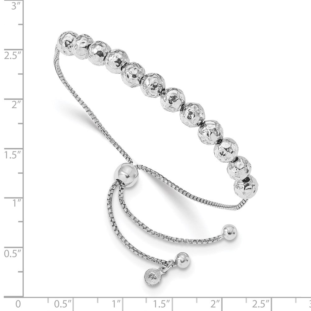 Sterlingsilber Rhodiniert Gehämmert Gekugelt Adj. Armband