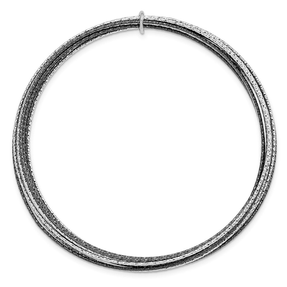 Sterlingsilber Ss und Rutheniumbeschichtet Diamantiert 10 Layer Schieber-on Armreif