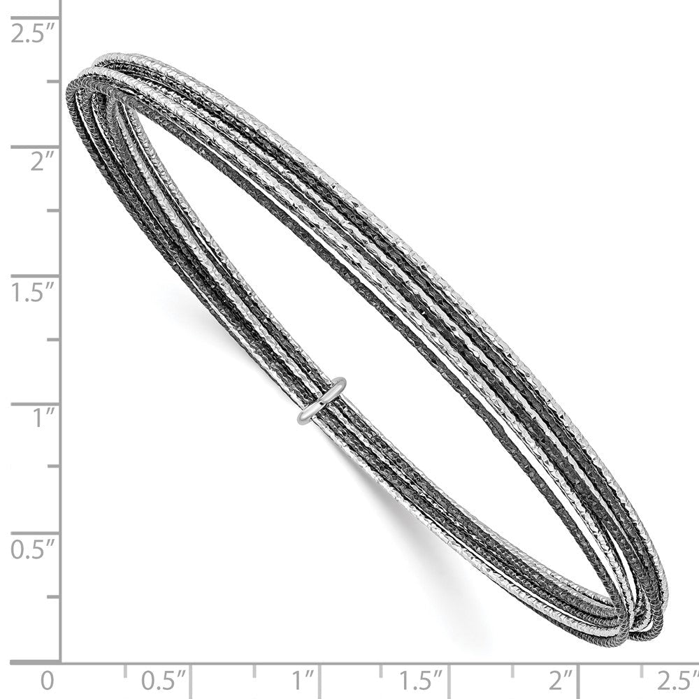 Sterlingsilber Ss und Rutheniumbeschichtet Diamantiert 10 Layer Schieber-on Armreif