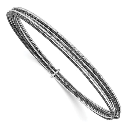 Sterlingsilber Ss und Rutheniumbeschichtet Diamantiert 10 Layer Schieber-on Armreif