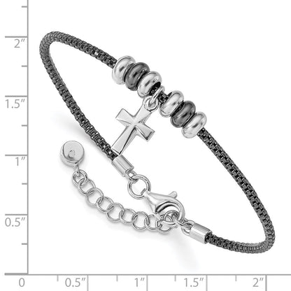 Sterlingsilber Rhod und Ruth Beschichtet Kreuz mit 1 Zoll Verlängerung Armband