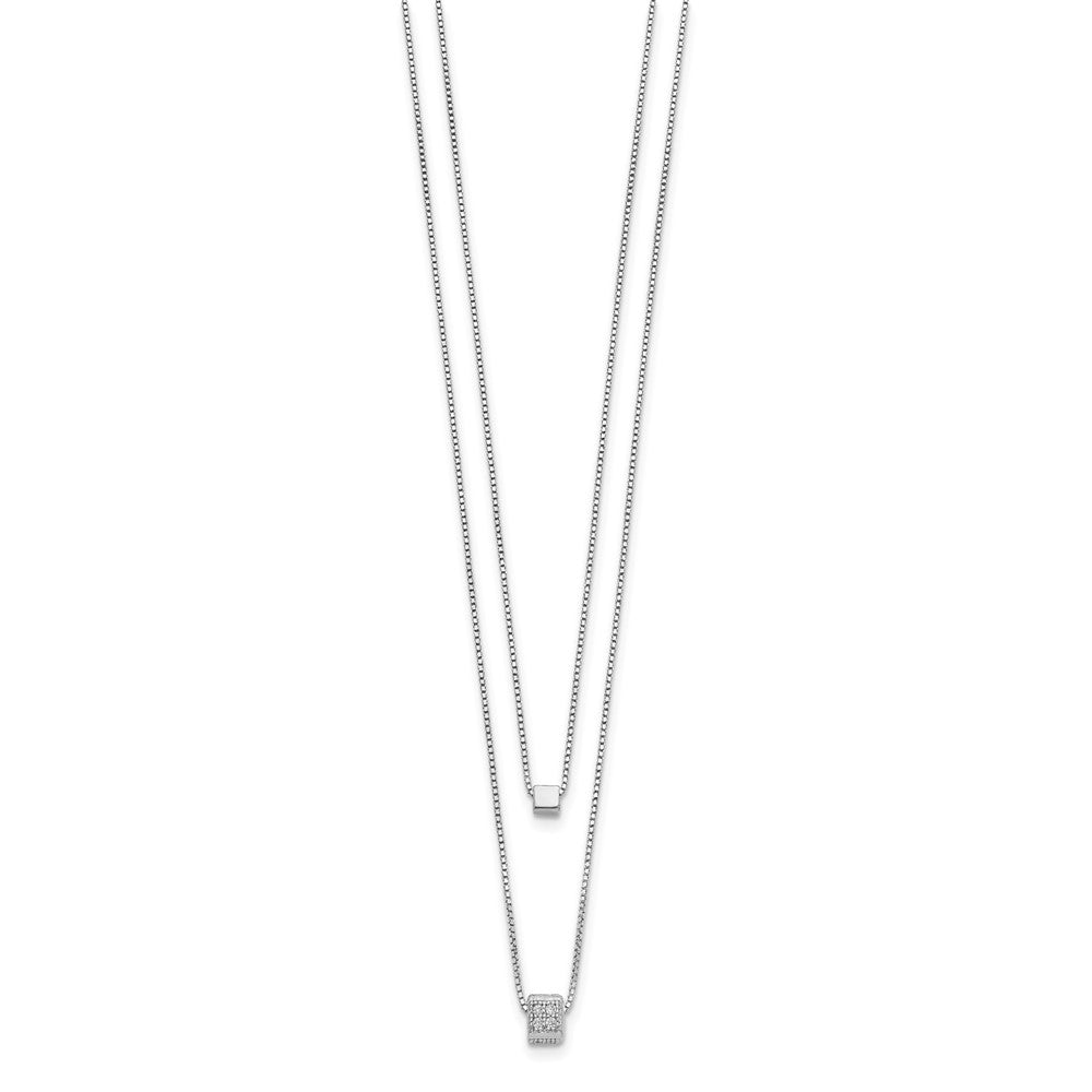 Sterlingsilber Rhodiniert Zirkonia Multi Strang mit 2 Zoll Halskette