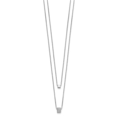 Sterlingsilber Rhodiniert Zirkonia Multi Strang mit 2 Zoll Halskette