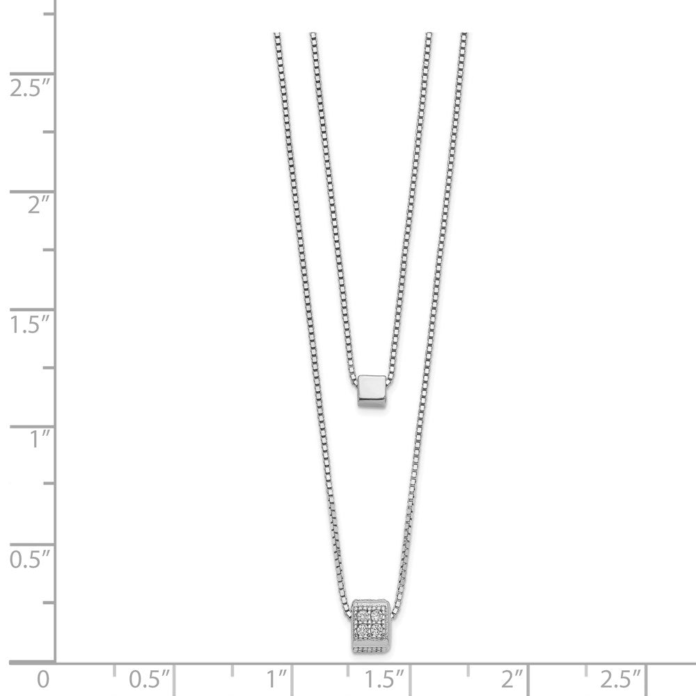 Sterlingsilber Rhodiniert Zirkonia Multi Strang mit 2 Zoll Halskette