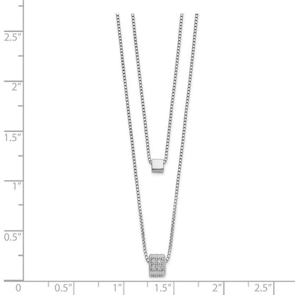 Sterlingsilber Rhodiniert Zirkonia Multi Strang mit 2 Zoll Halskette