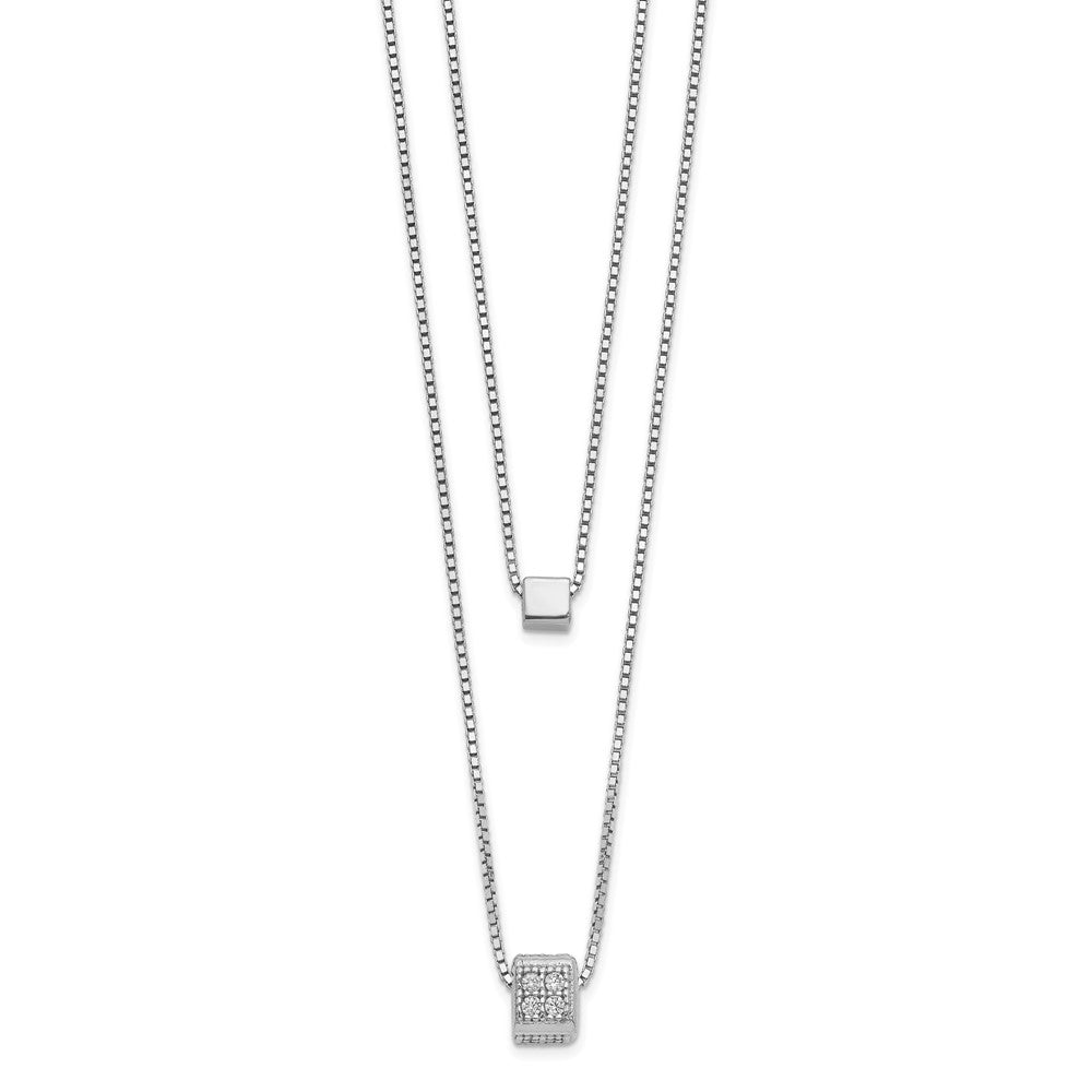Sterlingsilber Rhodiniert Zirkonia Multi Strang mit 2 Zoll Halskette