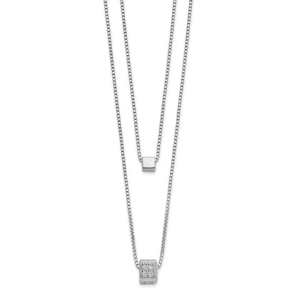 Sterlingsilber Rhodiniert Zirkonia Multi Strang mit 2 Zoll Halskette