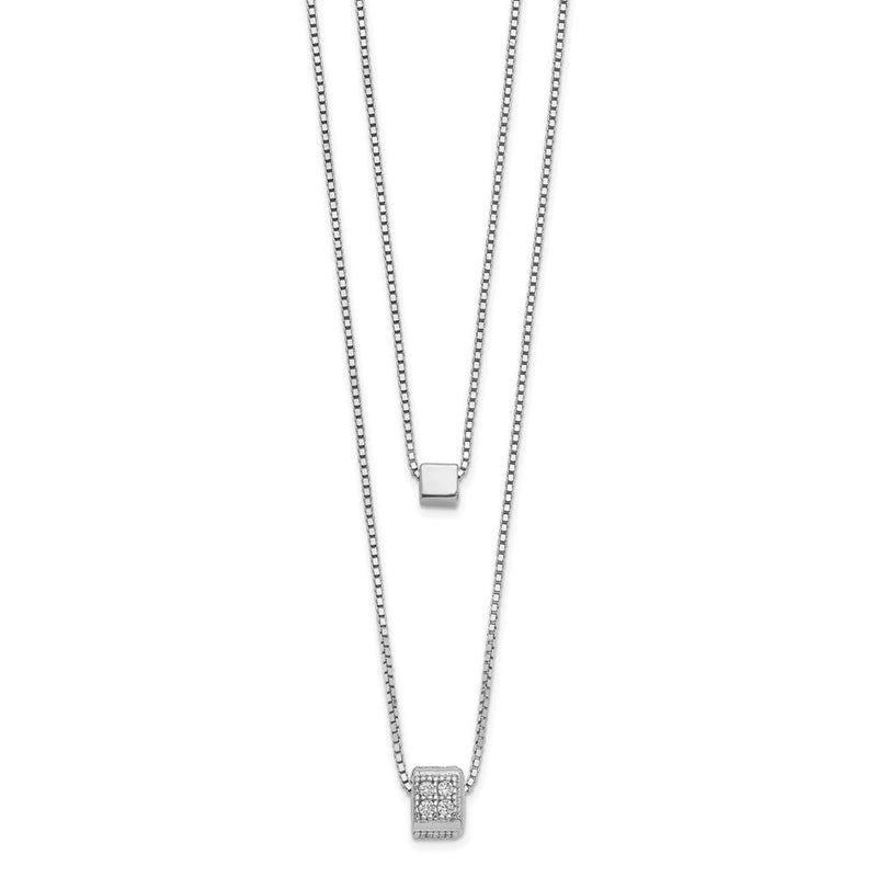 Sterlingsilber Rhodiniert Zirkonia Multi Strang mit 2 Zoll Halskette