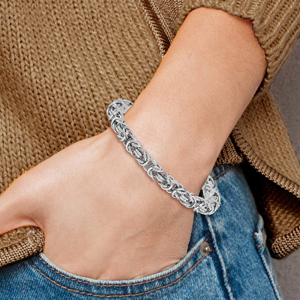 Sterlingsilber Rhodiniert Mit.5 Zoll Verlängerung Byzantiner Armband