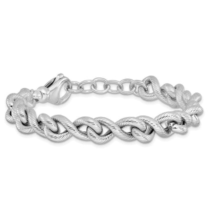 Sterlingsilber Rhodiniert Strukturiert Mit.5 Zoll Verlängerung. Armband