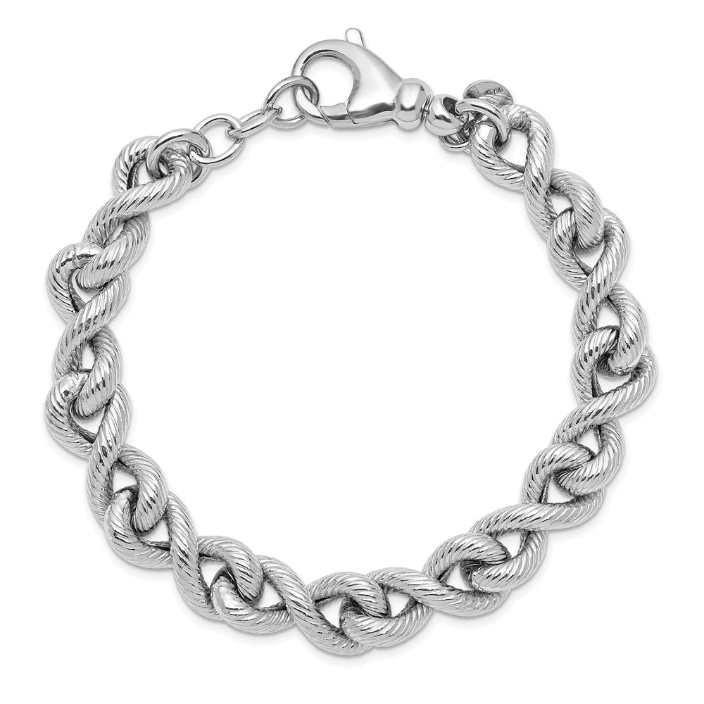Sterlingsilber Rhodiniert Strukturiert Mit.5 Zoll Verlängerung. Armband