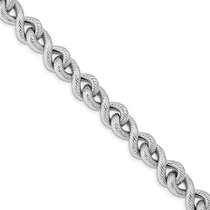 Sterlingsilber Rhodiniert Strukturiert Mit.5 Zoll Verlängerung. Armband