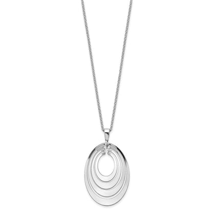 Sterlingsilber Rhodiniert Platin Poliert & Gebürstet mit 1.25 Zoll Verlängerung. Halskette