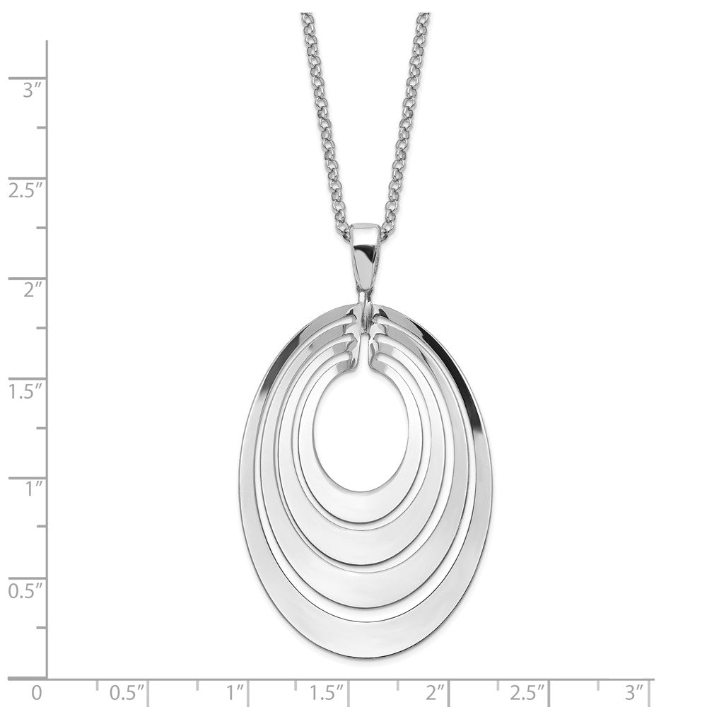 Sterlingsilber Rhodiniert Platin Poliert & Gebürstet mit 1.25 Zoll Verlängerung. Halskette