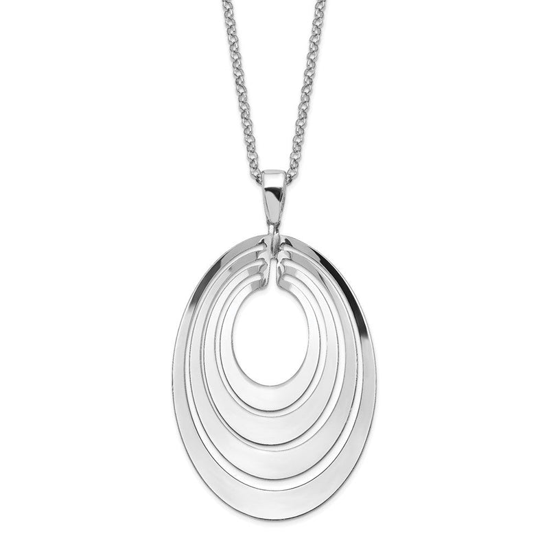 Sterlingsilber Rhodiniert Platin Poliert & Gebürstet mit 1.25 Zoll Verlängerung. Halskette