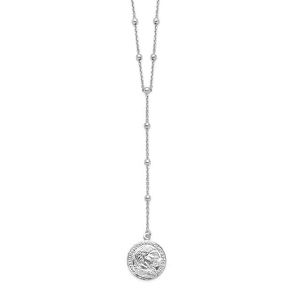 Sterlingsilber Rhodiniert Roman Münze Y Tropfen in Verlängerung. Halskette