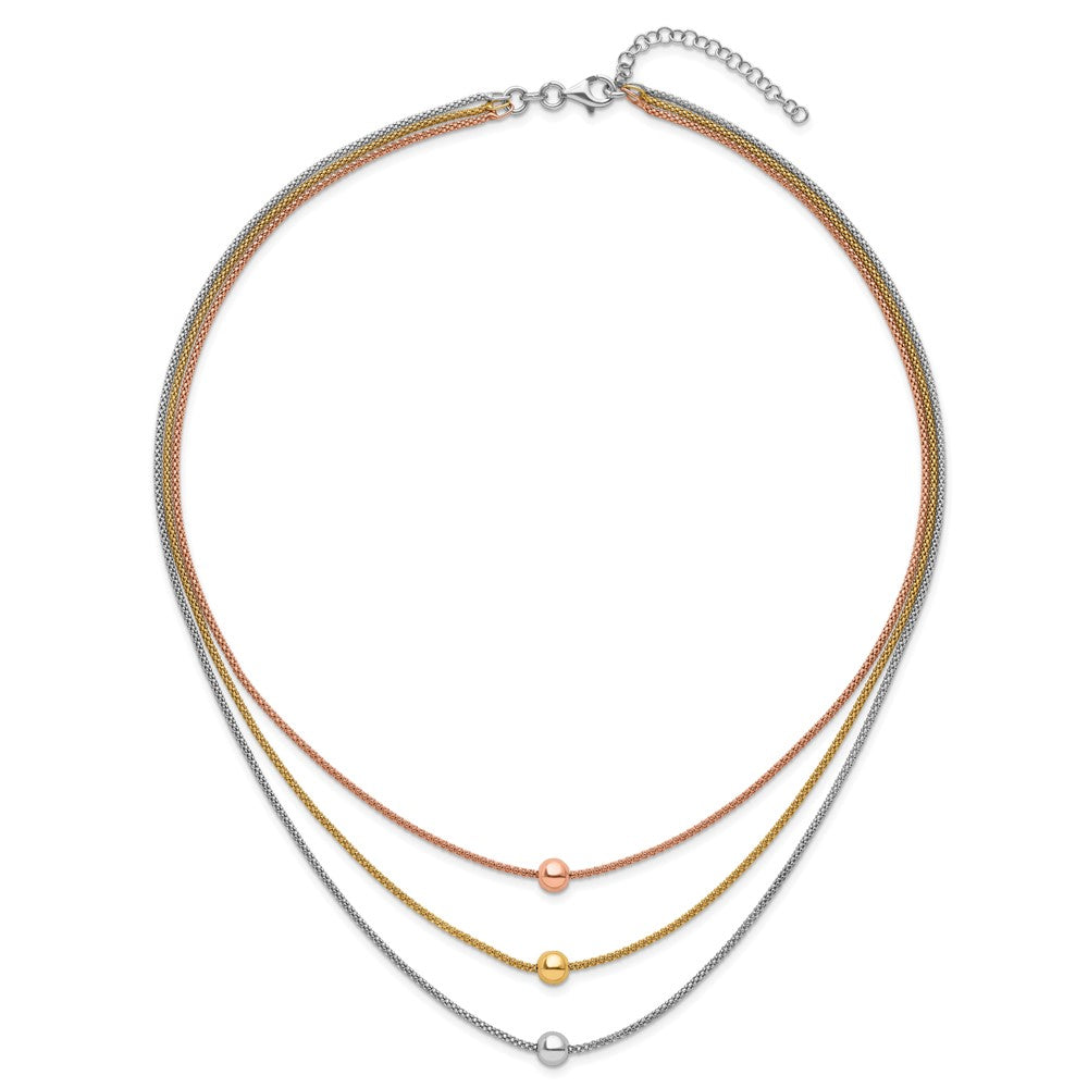Sterlingsilber Rose & Gelb Vergoldet mit 2 Zoll Verlängerung. Halskette