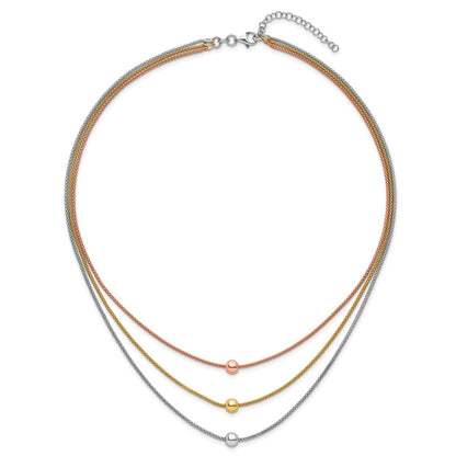 Sterlingsilber Rose & Gelb Vergoldet mit 2 Zoll Verlängerung. Halskette