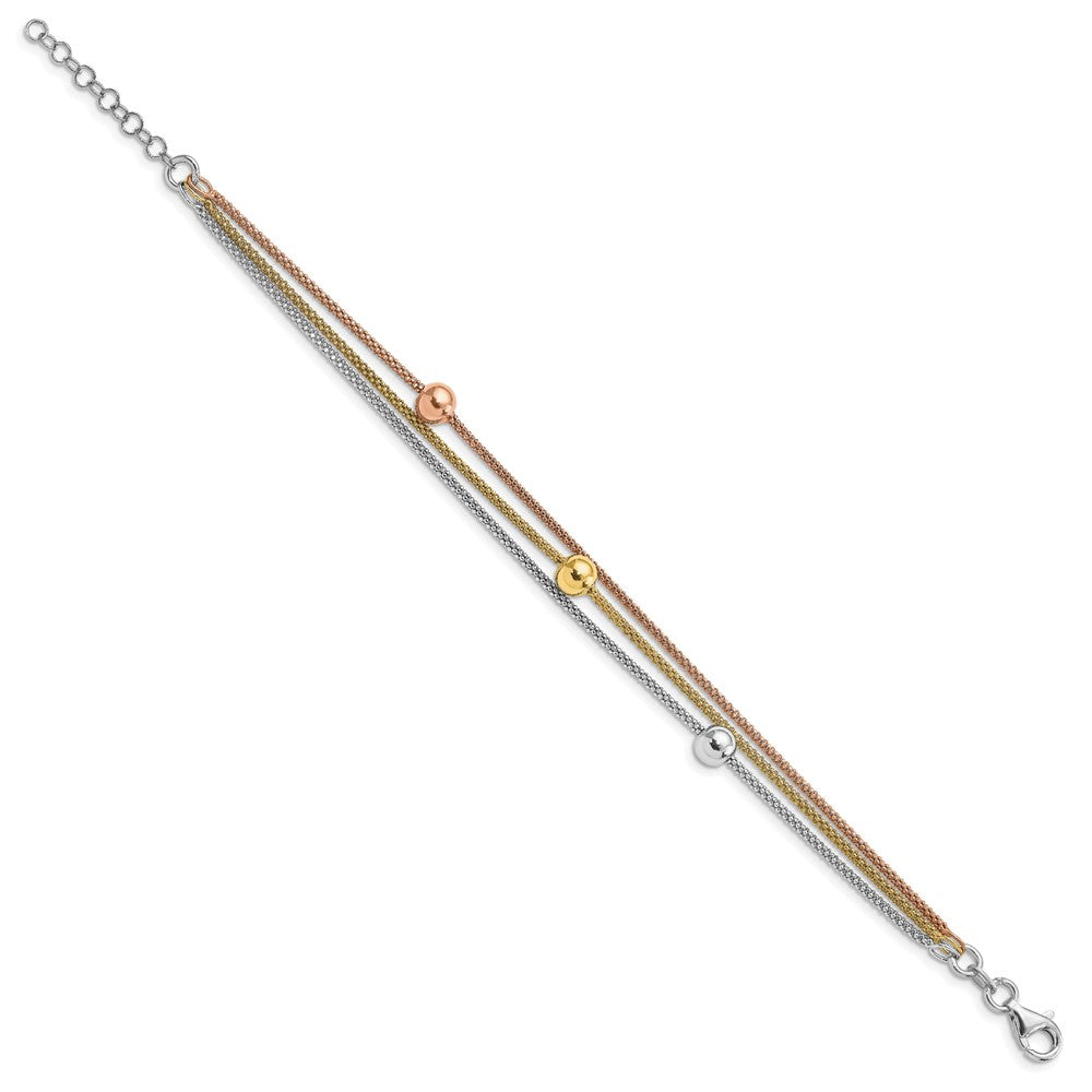 Sterlingsilber Rose & Gelb Vergoldet mit 1 Zoll Verlängerung Armband