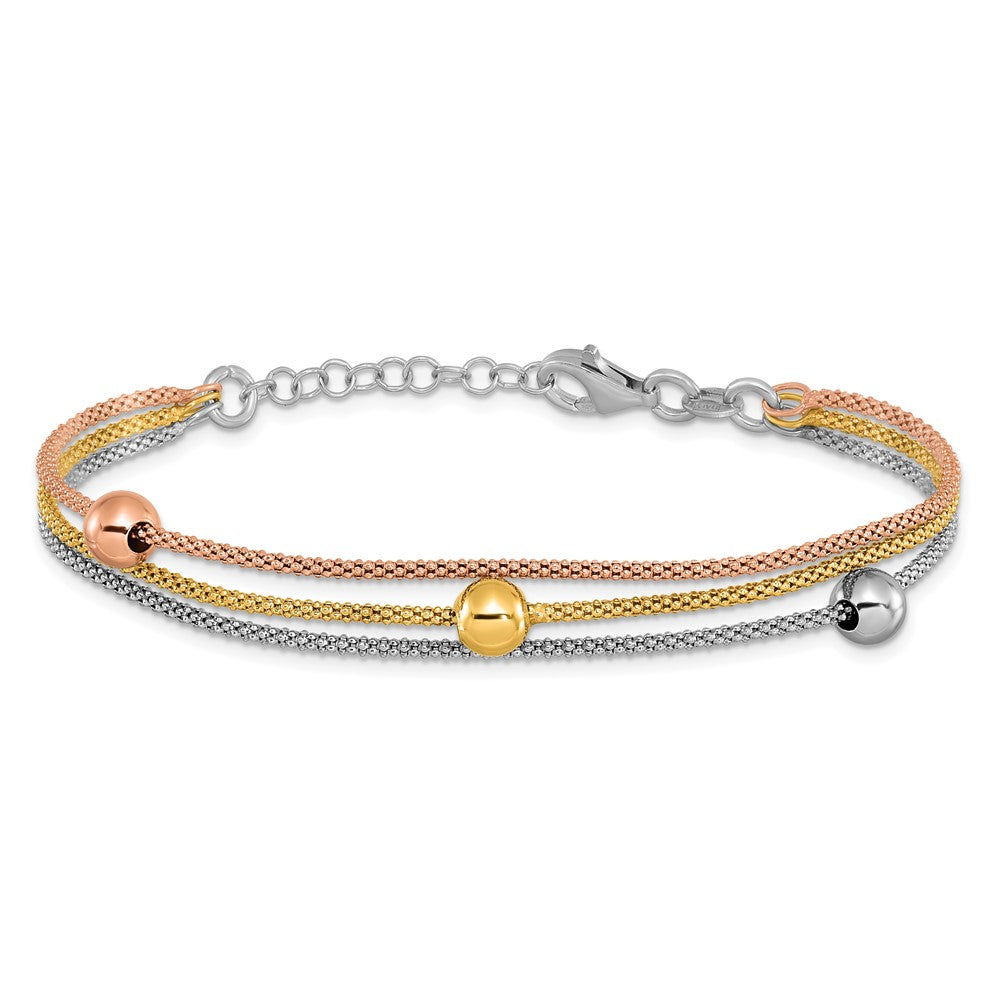 Sterlingsilber Rose & Gelb Vergoldet mit 1 Zoll Verlängerung Armband