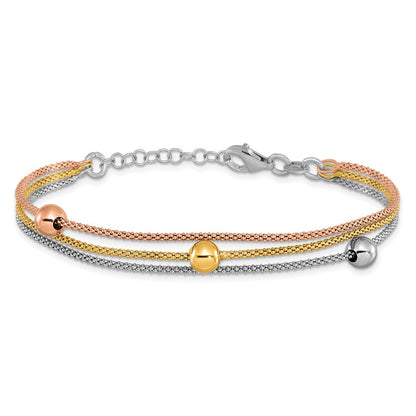 Sterlingsilber Rose & Gelb Vergoldet mit 1 Zoll Verlängerung Armband