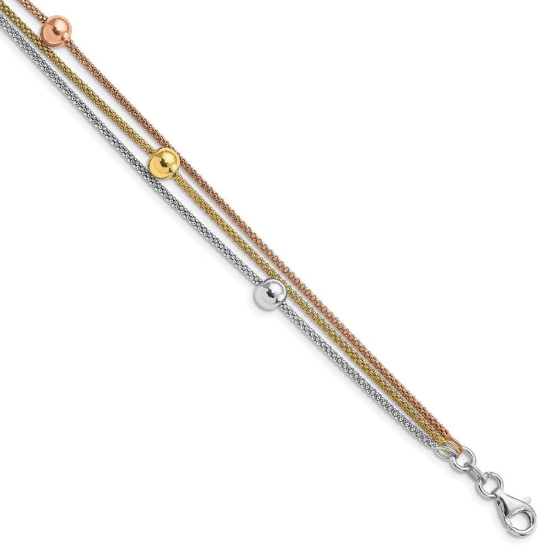 Sterlingsilber Rose & Gelb Vergoldet mit 1 Zoll Verlängerung Armband