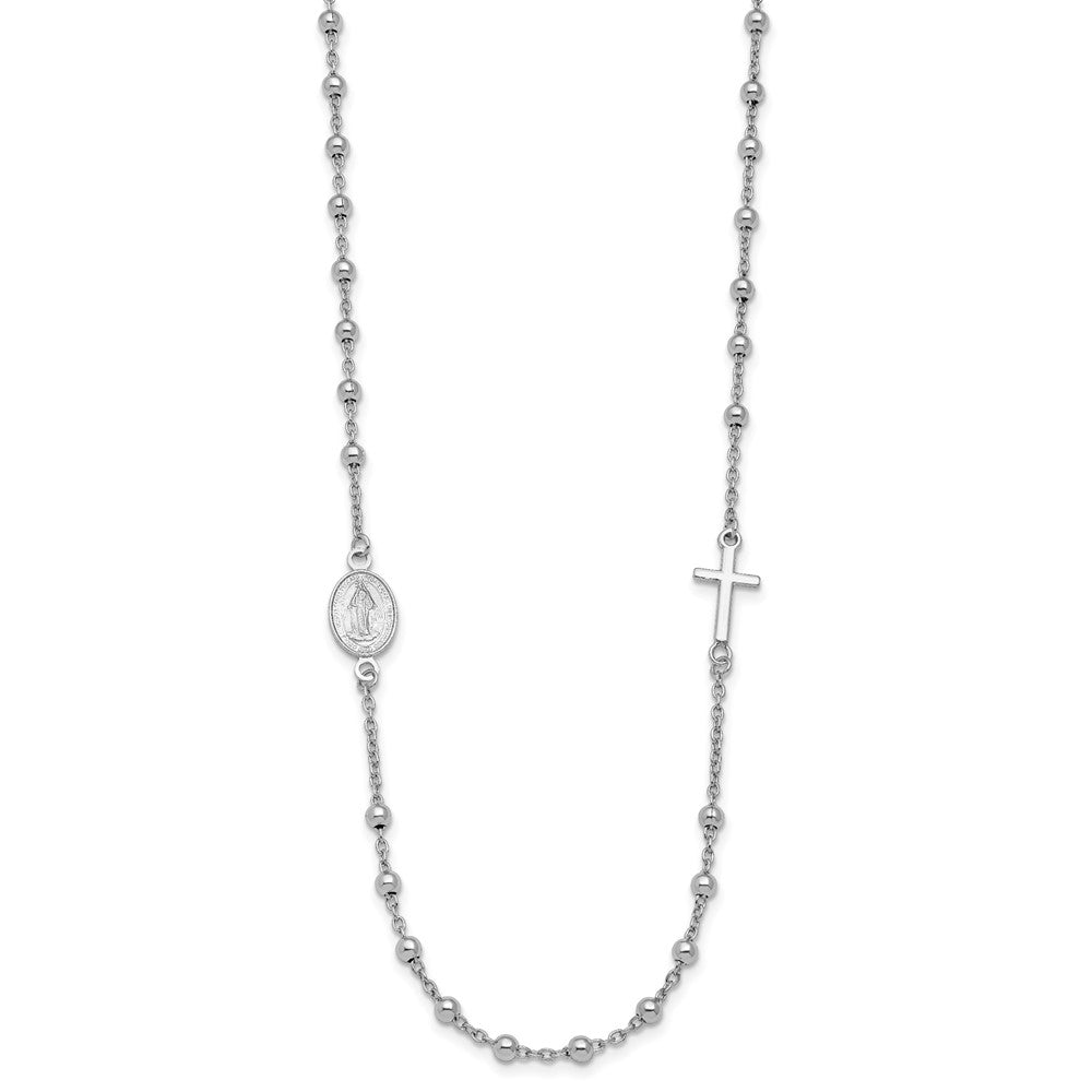 Sterlingsilber Rhod Pl Kreuz und Wundertätig Medaille Halskette