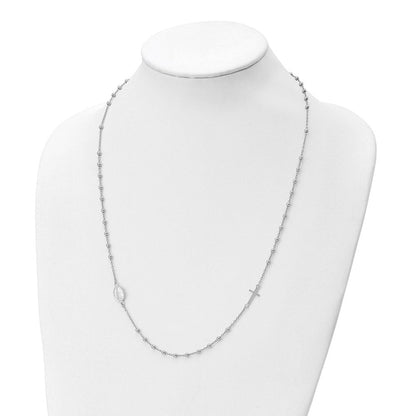 Sterlingsilber Rhod Pl Kreuz und Wundertätig Medaille Halskette