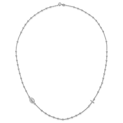 Sterlingsilber Rhod Pl Kreuz und Wundertätig Medaille Halskette