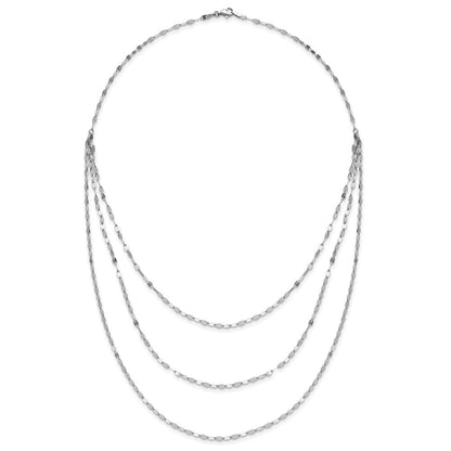 Sterlingsilber Rhodiniert Poliert Multi Strang Halskette