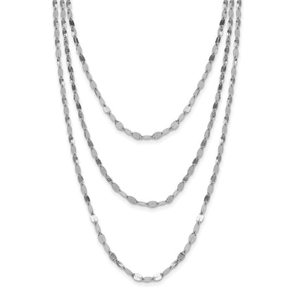 Sterlingsilber Rhodiniert Poliert Multi Strang Halskette